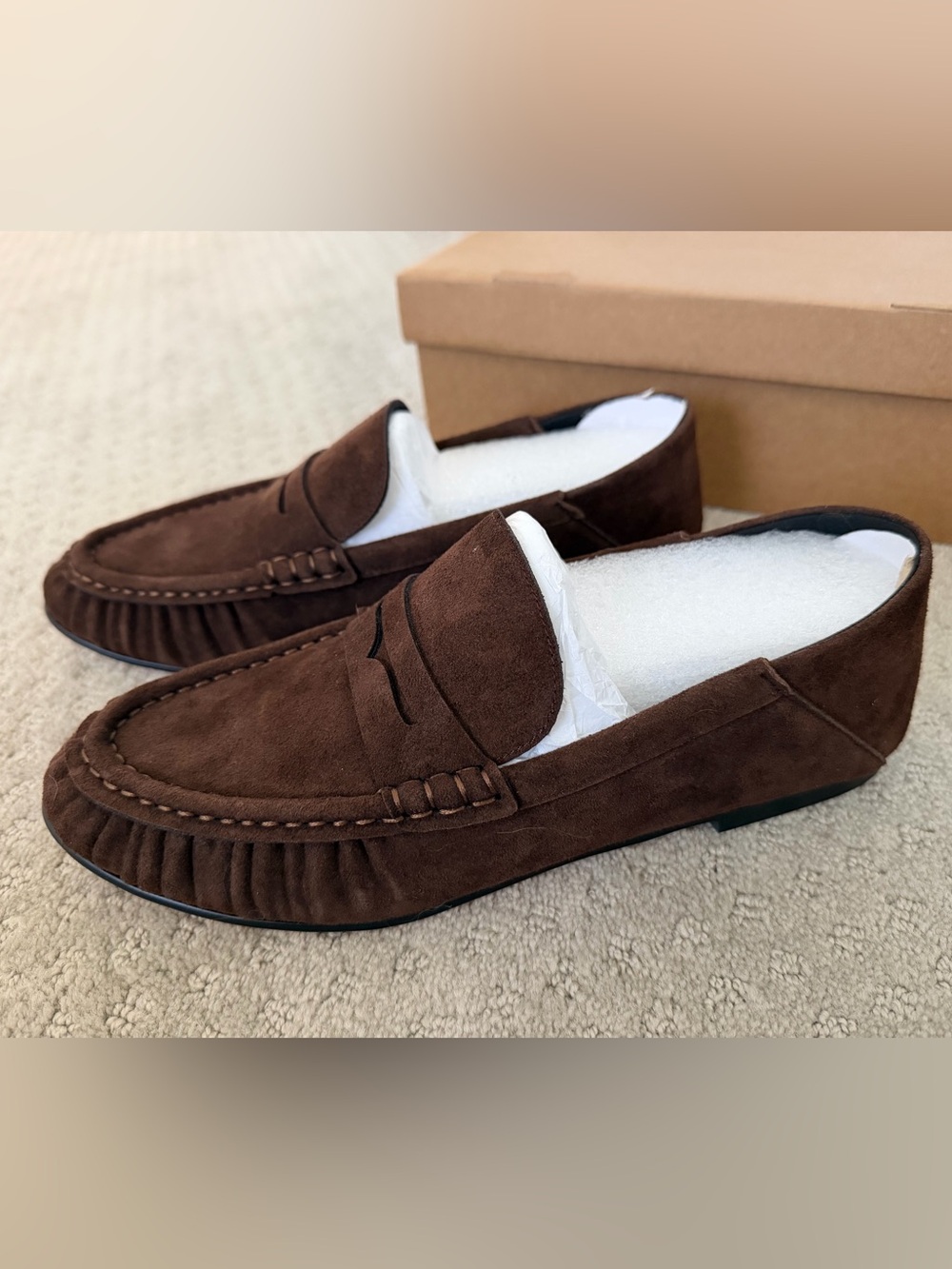 Women's Brown Suede Penny Loafers 7.5 NEW